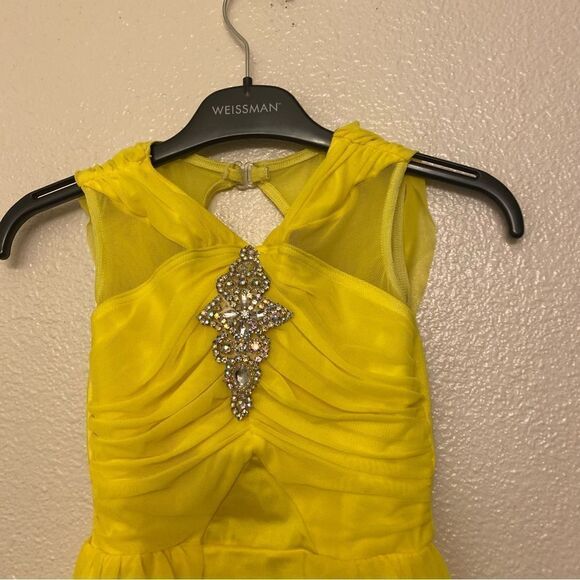 Weissman Dance costume yellow rhinestone Take Me Home 12997 IC child 7/8 - Picture 3 of 11